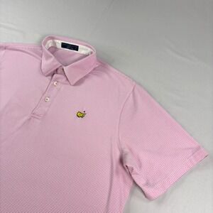 Masters Shirt Mens XL Pink Striped Golf Polo Clubhouse Collection Stretch Casual
